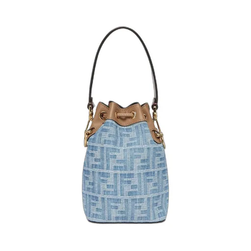 Fendi Mon Tresor Ff Denim Mini Bucket Bag
