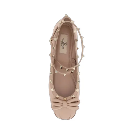 Valentino Garavani Rockstud Bow Detailed Ballerina Shoes