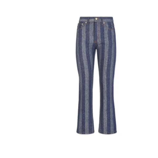 Fendi Logo Patch Striped Jeans