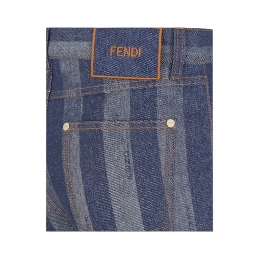 Fendi Logo Patch Striped Jeans