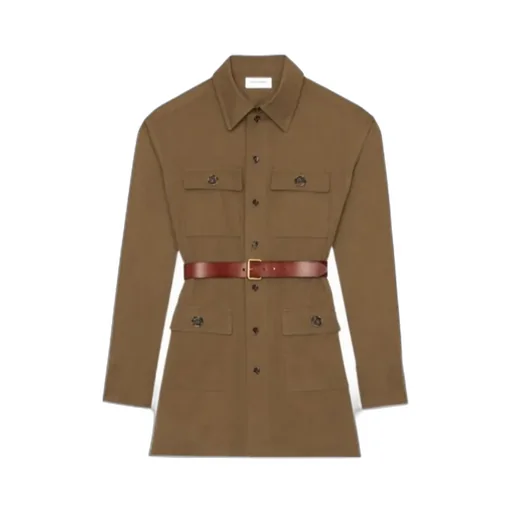 Saint Laurent Belted Buttoned Coat