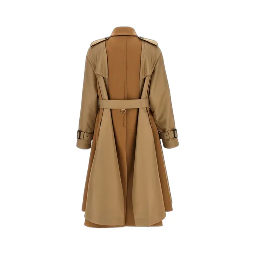 Sacai Melton Double-Breasted Belted Gabardine Trench Coat