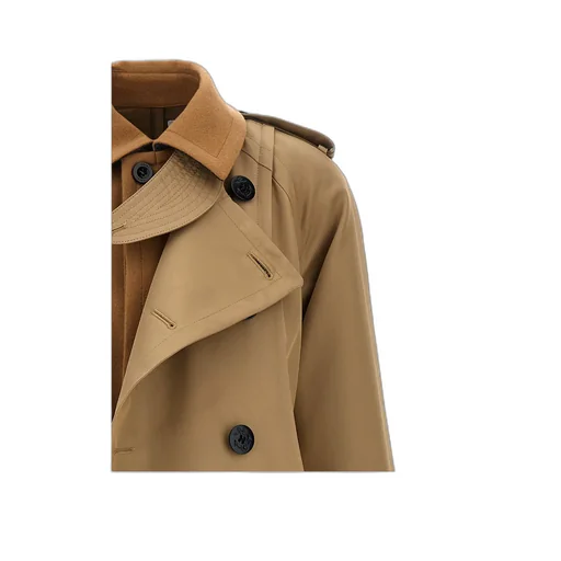 Sacai Melton Double-Breasted Belted Gabardine Trench Coat