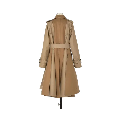 Sacai Melton Double-Breasted Belted Gabardine Trench Coat