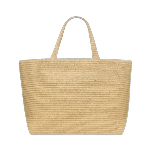Saint Laurent Large Logo Embroidered Raffia Tote Bag