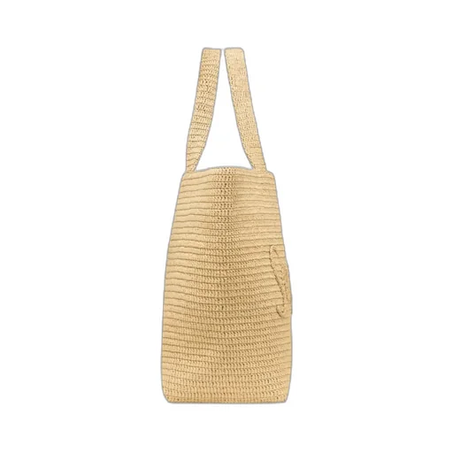 Saint Laurent Large Logo Embroidered Raffia Tote Bag