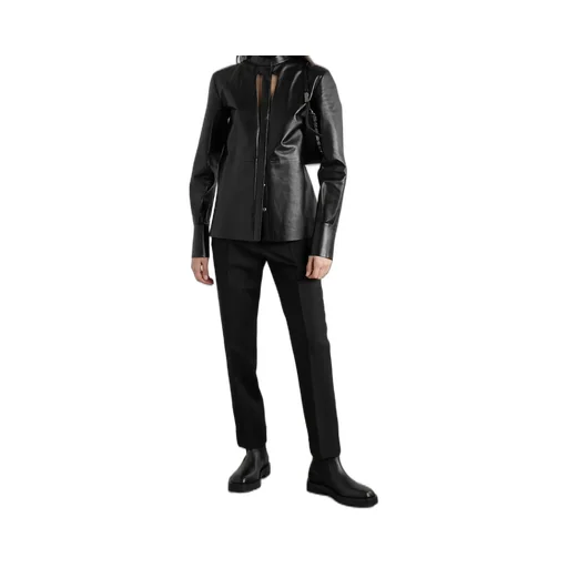 Digging And Cutting Design Leather Blouse