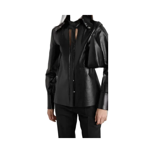 Digging And Cutting Design Leather Blouse