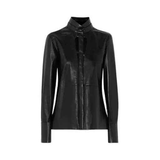 Digging And Cutting Design Leather Blouse