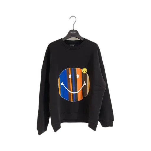 Striped Smiley-Motif Jersey Sweatshirt