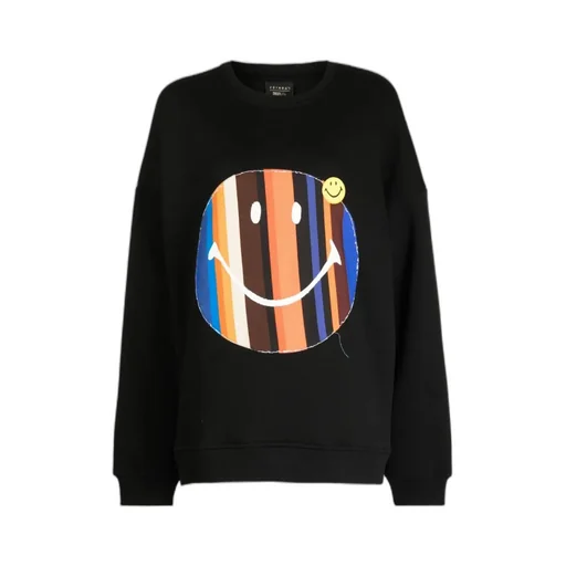 Striped Smiley-Motif Jersey Sweatshirt