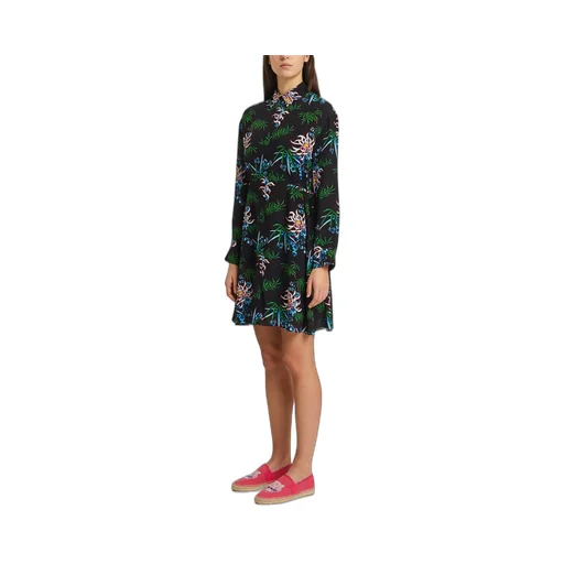 Foliage Print Shirt Dress