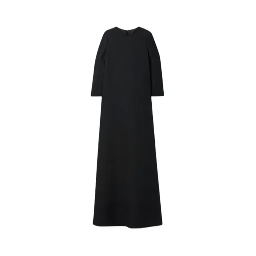 Logo Long-Sleeved Wool Silk Blend Dress