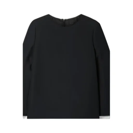 Logo Long-Sleeved Wool Silk Blend Dress