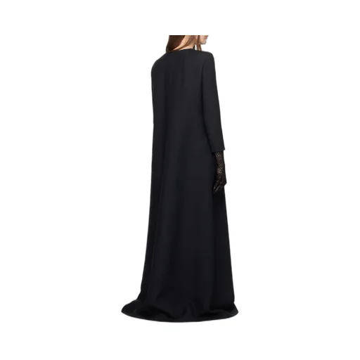 Logo Long-Sleeved Wool Silk Blend Dress