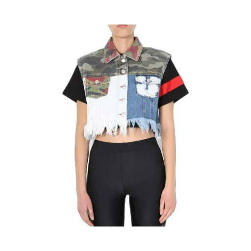 Gcds Patchwork Cropped Denim Vest