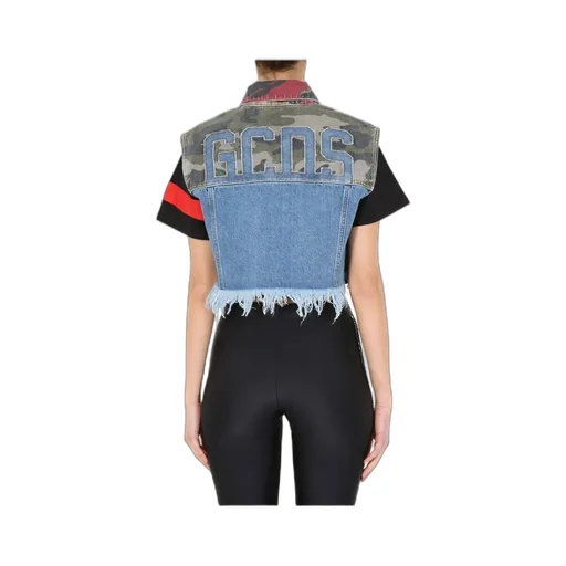 Gcds Patchwork Cropped Denim Vest