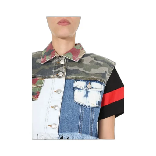 Gcds Patchwork Cropped Denim Vest