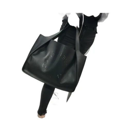 Stella Mccartney Logo Perforated Open Top Tote Bag