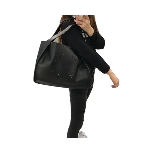 Stella Mccartney Logo Perforated Open Top Tote Bag