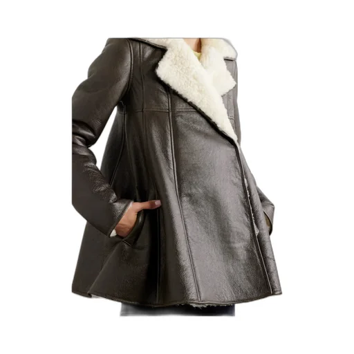 Lapel Long-Sleeved Leather Jacket