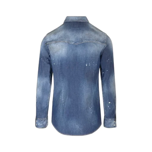 Dsquared2 Button-Up Denim Distressed Shirt