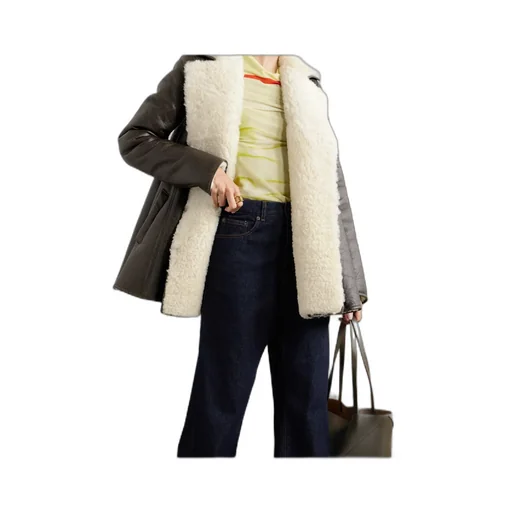 Lapel Long-Sleeved Leather Jacket
