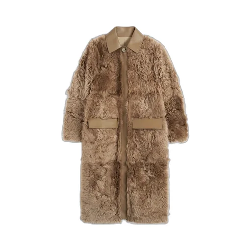 Shearling Single-Breasted Maxi Coat