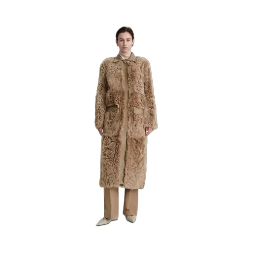 Shearling Single-Breasted Maxi Coat