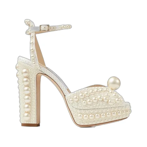 Pearl-Embellished Open-Toe Sandals