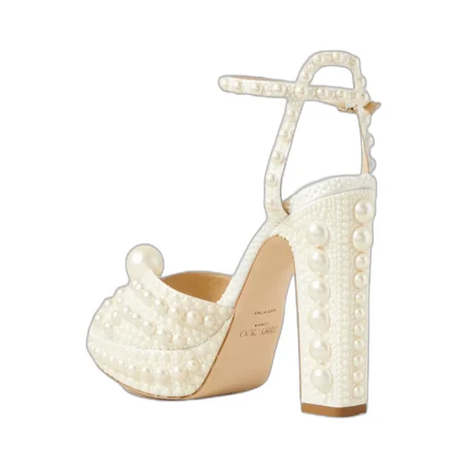 Pearl-Embellished Open-Toe Sandals