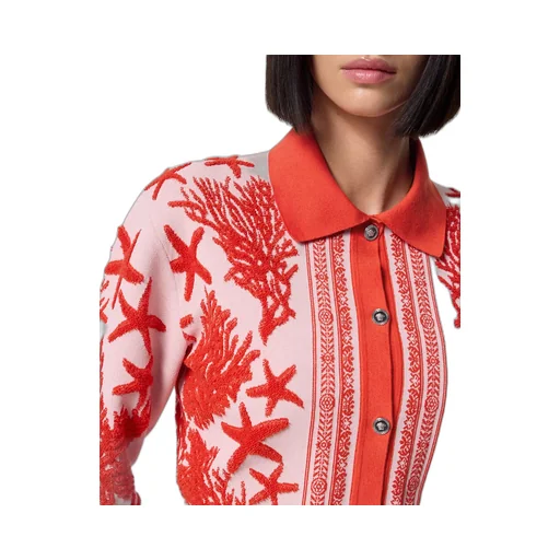 Versace Barocco Sea Button-Up Polo Cardigan