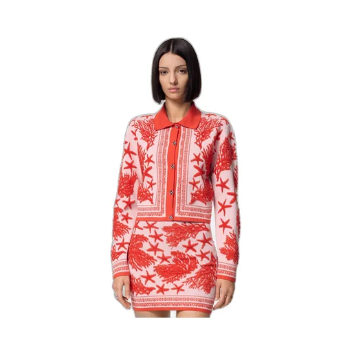 Versace Barocco Sea Button-Up Polo Cardigan