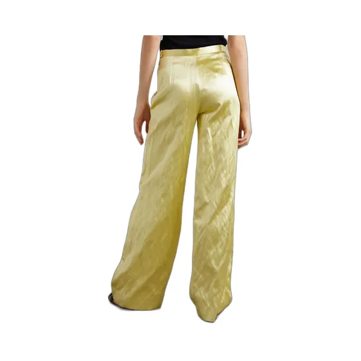 Rogina Metallic Pleated Wide-Leg Casual Pants