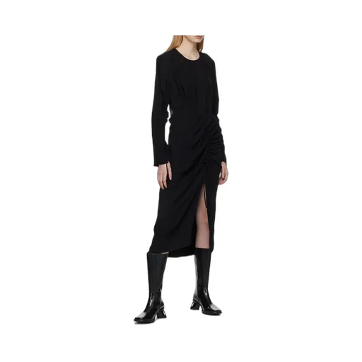 Long-Sleeve Gathered-Detail Dress