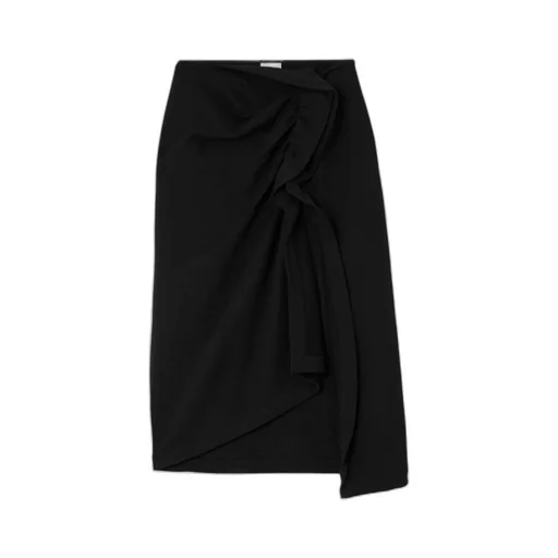 Ruffle-Trim Cotton Midi Skirt