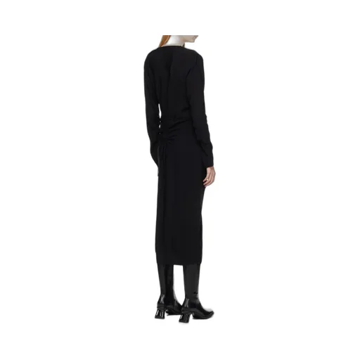 Long-Sleeve Gathered-Detail Dress