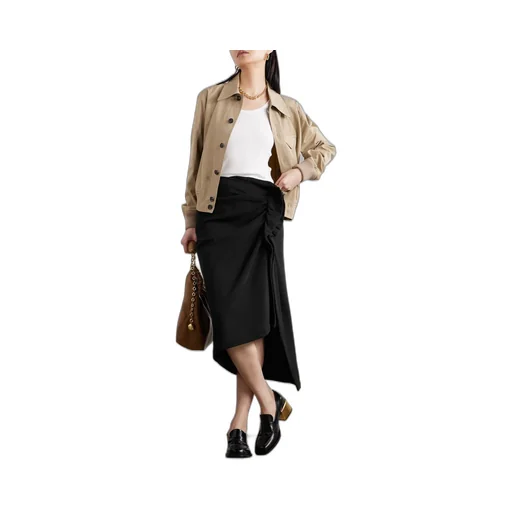 Ruffle-Trim Cotton Midi Skirt