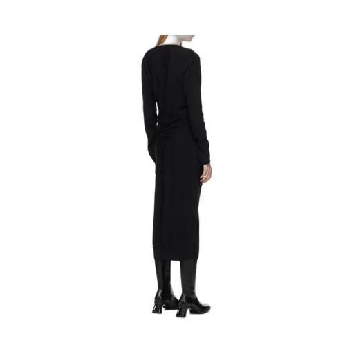 Long-Sleeve Gathered-Detail Dress