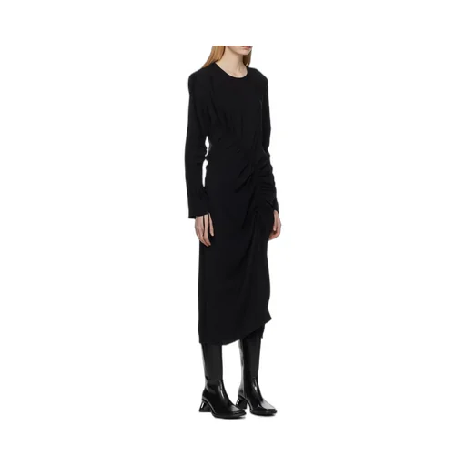 Long-Sleeve Gathered-Detail Dress
