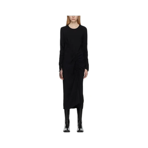 Long-Sleeve Gathered-Detail Dress