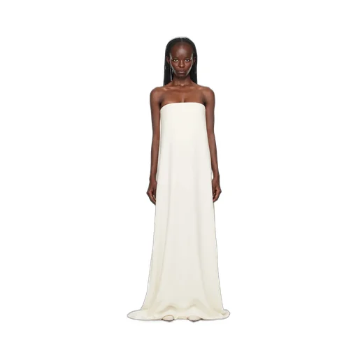 Logo Silk Crepe Chine Tube Top Dress Dress