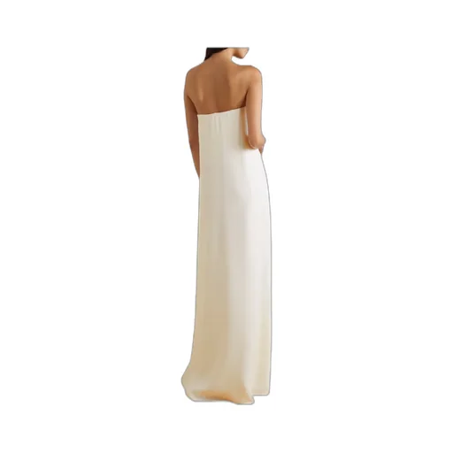 Logo Silk Crepe Chine Tube Top Dress Dress