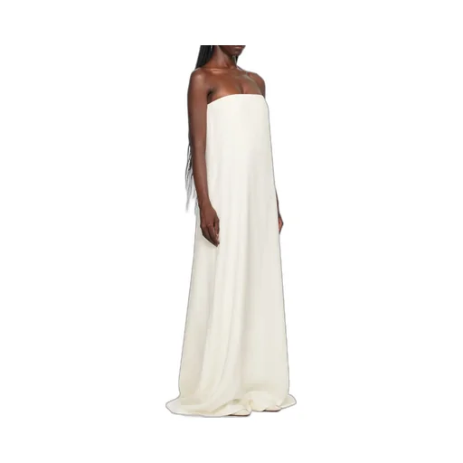 Logo Silk Crepe Chine Tube Top Dress Dress