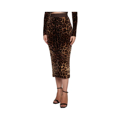 Dolce & Gabbana Chenille High Waist Midi Skirt