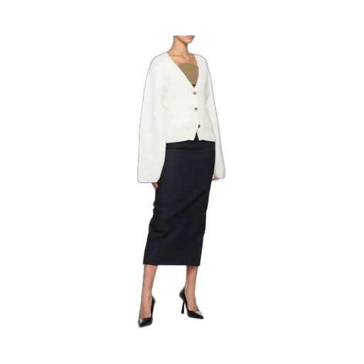Khaite Buttoned Puff Sleeved Knitted Cardigan