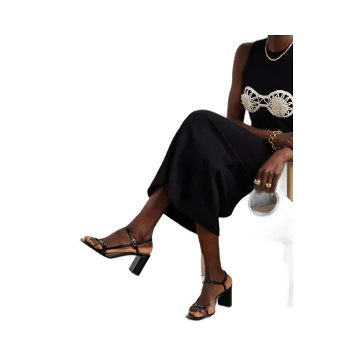 Square-Headed High-Heeled Sandals