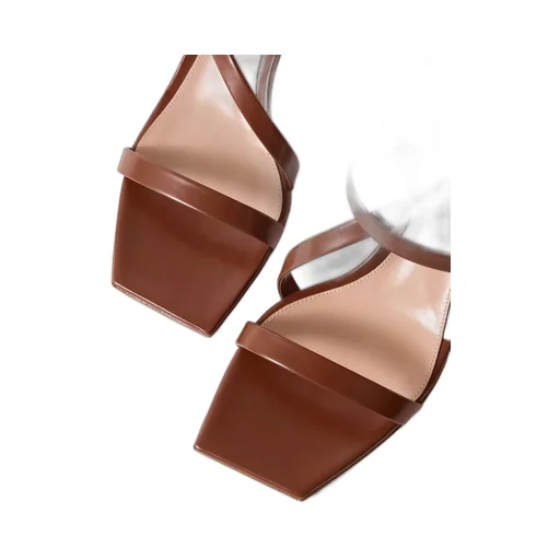 Square-Headed High-Heeled Sandals