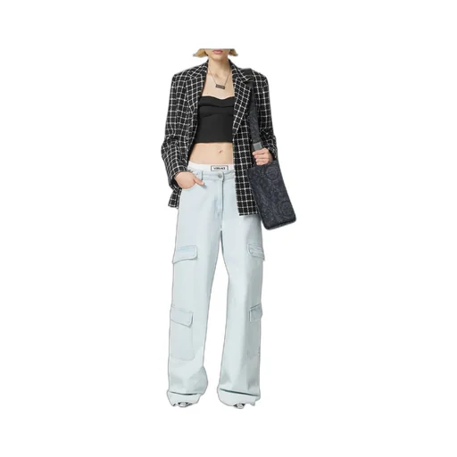 Versace Double-Breasted Checked Tweed Blazer