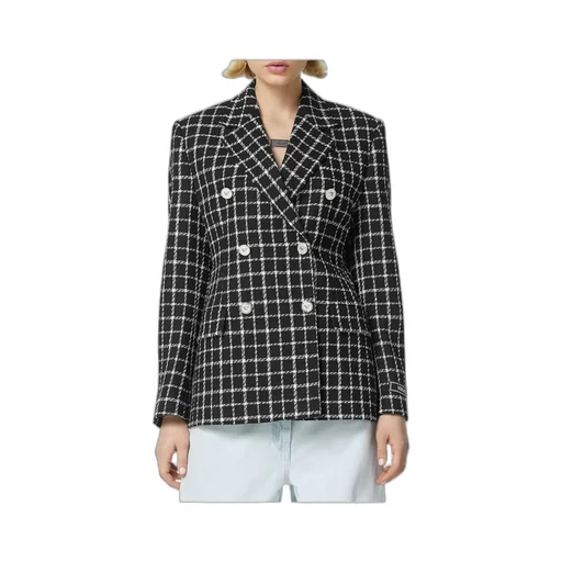 Versace Double-Breasted Checked Tweed Blazer